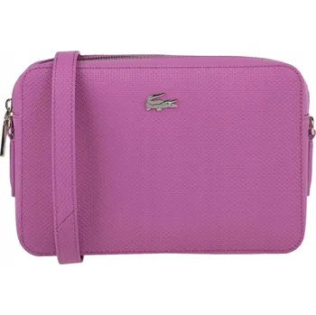 Kabelka Lacoste růžová kožená kabelka přes rameno z pravé kůže