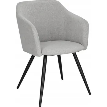 Jídelní židle Čalouněná židle Lizily s područkami šedá / černé nohy