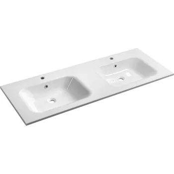 Umyvadlo Sapho ARECA dvojumyvadlo, litý mramor, 141x51,5cm, bílá - AC141