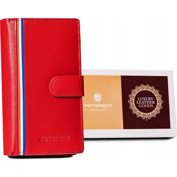 Peněženka Peterson peněženka z pravé kůže červená - dámská