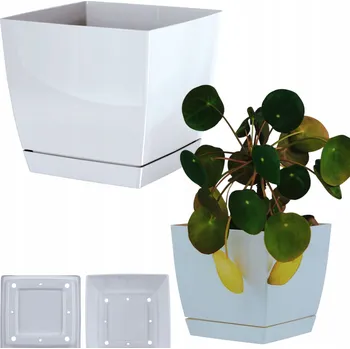 Obraz Bílý plast Květináč DIKEL 12 cm x 12 x 11 cm