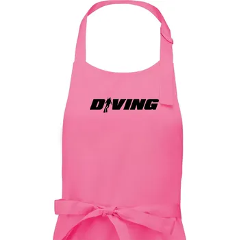 Kuchyňská zástěra Diving nápis potápěč - Pánská zástěra na vaření - Univerzální velikost ( Růžová )