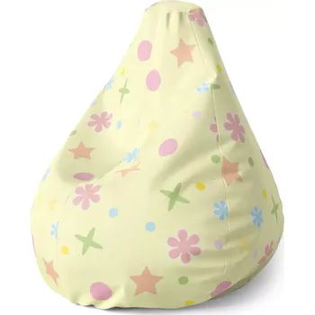 Sedací pytel Sablio Sedací vak Pear Hvězdy, květy a puntíky - 140 x 100 x 25 cm