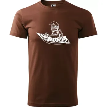 Pánské tričko Sablio Tričko s potiskem DJ v akci - hnědé S