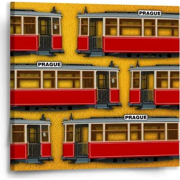 Obraz Sablio Obraz Pražské historické tramvaje Žlutý Pattern - 50x50 cm
