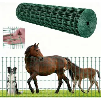 Plot Farmářský plot VEVOR, 1,2 x 25 m, oka 2 x 4 palce, pozinkovaný ocelový drát o síle 2,1 mm pro skot, prasata a ovce, odolný plot s vinylovým povlakem pro ohrady pro zvířata, drát do klece, zahradní ploty, zelený