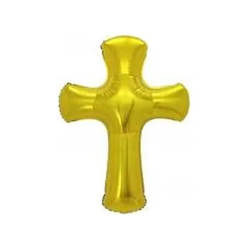 Balónek Balon foliowy Krzyż złoty 51x67cm