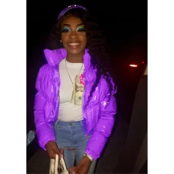 Trendy a moderní dámská zimní krátká bunda - mix barev Barva: 11 fialová, Velikost: XXL