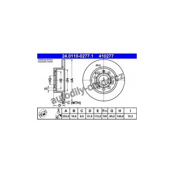 Brzdový kotouč Brzdový kotouč ATE CRYO 24.0110-0277 (AT 410277) - AUDI, SEAT, ŠKODA, VW