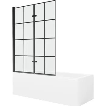 MEXEN/S - Cubik obdélníková vana 150 x 70 cm s panelem + vanová zástěna 120, černá vzor 550315070X9212027077