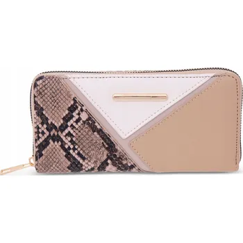 Peněženka Dámská peněženka na zip - béžový hadí vzor, prostorná, eko kůže