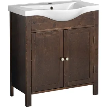 Umyvadlo Sapho AMBRA umyvadlová skříňka 75,5x82x34,5cm, mořený smrk - AB8040