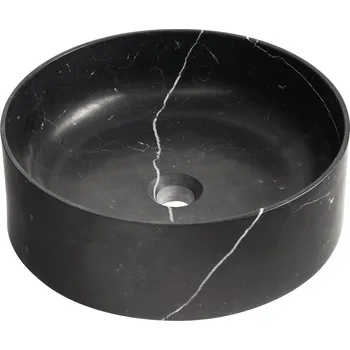 Sapho BLOK kamenné umyvadlo na desku, Ø 40cm, matný černý Marquin - 2401-52