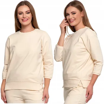 Dámská mikina MIKINA DÁMSKÁ BAVLNĚNÁ SPORTOVNÍ S ROZPARKY NA BOCÍCH MORAJ KRÉMOVÁ XL