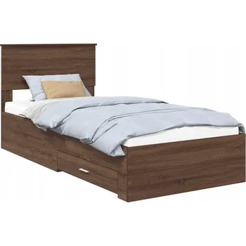 Postel Rámeček postele se zásuvkou Hnědý dub a stříbro 75 x 190 cm