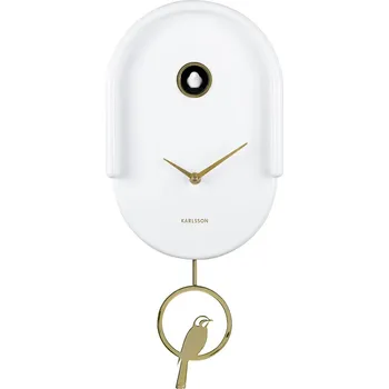 Nástěnné hodiny s kukačkou Karlsson Tweet 42 cm KA6069WH bílá 00X
