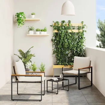 Zahradní sestava Nábytkové sety s polštářem 3 pcs Beige a krémová bílá Ratan