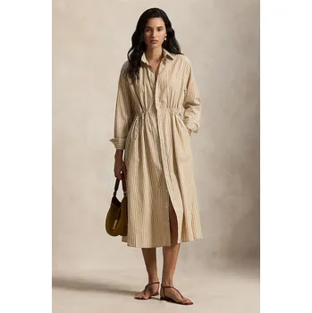 Dámské šaty Šaty s příměsí lnu Polo Ralph Lauren 211A96364 hnědá 82X, vel. 40