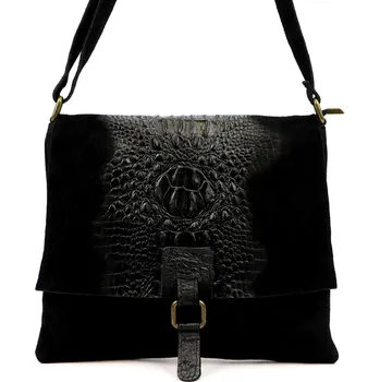 Vera Pelle kabelka kožená kabelka přes rameno z pravé kůže černá