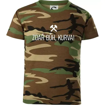 Chlapecké oblečení ZDAŘ BŮH, KURVA! - Dětské maskáčové triko - 134 cm/8 let ( Hnědý maskáč )