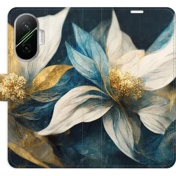 Pouzdro na mobilní telefon Flipové pouzdro iSaprio - Gold Flowers - Poco F7