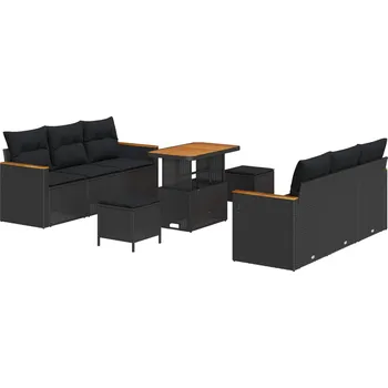 Zahradní pohovka Sada zahradních pohovek 9 pcs Černá polyratan IM_3362999