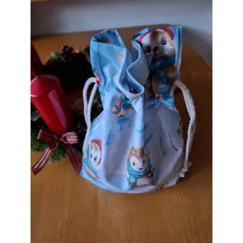 Vánoční dekorace Vánoční pytlík modrý, zvířátka