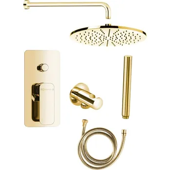 Vodovodní baterie Sapho SPY podomítkový sprchový set s pákovou baterií, otočný přepínač, 2 výstupy, zlato - PY42/17-01