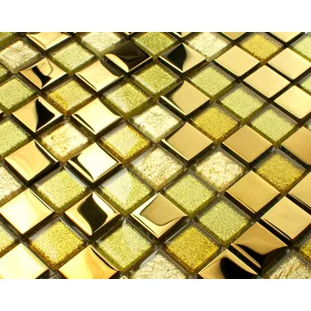 Obklad Skleněná mozaika Englass 30 x 30 cm, odstíny žluté a zlaté