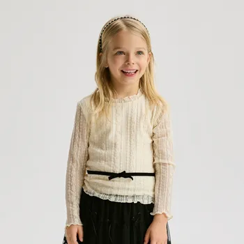 Dívčí tričko Reserved - Krajková halenka - tělová - 390FT-02X - 390FT-02X-128