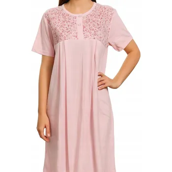 Dámská noční košile DÁMSKÁ NOČNÍ KOŠILE RŮŽOVÁ S KRÁTKÝM RUKÁVEM, VELIKOST XL