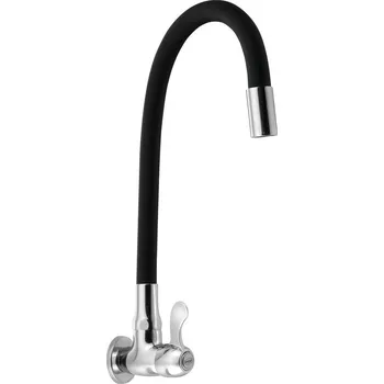 Aqualine Nástěnný kulový ventil 1/2", flexibilní ramínko, chrom/černá mat - ZY1813F