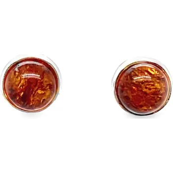 Náušnice Stříbrné náušnice s KOŇAKOVÝM JANTARem, puzetky STŘÍBRO šroubovací, očko FILM