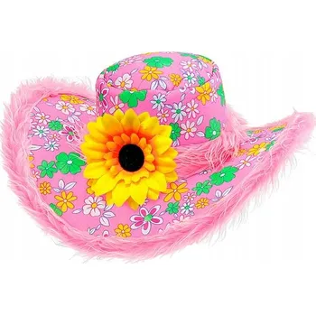 Klobouk KLOBOUK RŮŽOVÝ S KVĚTINAMI PANÍ JARO SLUNEČNICE