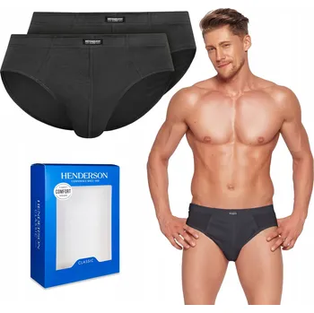 Pánské spodní prádlo Pánské slipy HENDERSON bavlna 2-balení GRAFIT 4XL