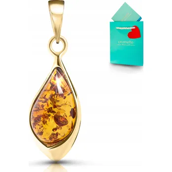 Přívěsek Zlatý stříbrný přívěsek s jantarem náhrdelník šperk Ag 925