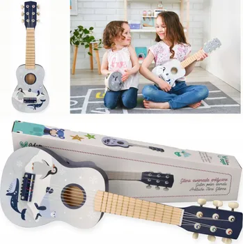 Hudební nástroj pro děti DŘEVĚNÁ KYTARA HRAČKA, HUDEBNÍ NÁSTROJ, KYTARA PRO DĚTI