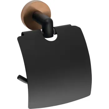 Sapho LARISSA držák toaletního papíru s krytem, černá/měď mat - WS007BC