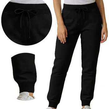 Teplákové Kalhoty Dámské Jogger se Stahovací Gumou a Kapsami Černé XL
