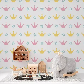 Tapeta Sablio Tapeta Růžové korunky na bílé - 125x75 cm