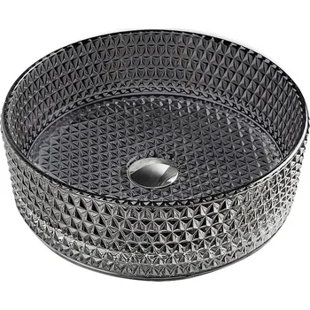 Umyvadlo BPS-koupelny Skleněné umyvadlo na desku HYD-BRT1-BL-PL-400 40x12 cm, platina lesk