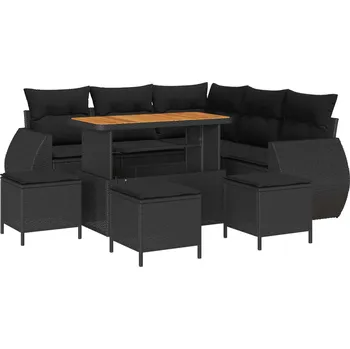 Zahradní sestava Sada zahradních pohovek 9 pcs Černá polyratan IM_3361879