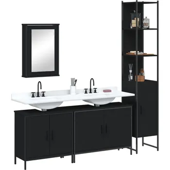 Koupelnový nábytek 4dílný set koupelnového nábytku černý kompozitní dřevo IM_3214810