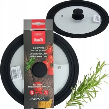 Poklice Berretti Skleněná žáruvzdorná poklice na hrnce a pánve 24/26/28 cm BR9072