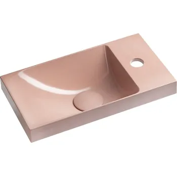 Sapho AGOS betonové umývátko 40x22cm, levé/pravé, růžová pololesk - AS40021