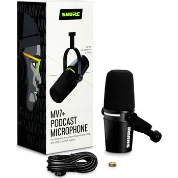 Mikrofon Shure MV7+-K dynamický mikrofon na XLR a USB-C pro podcasty, zpěv a rádio