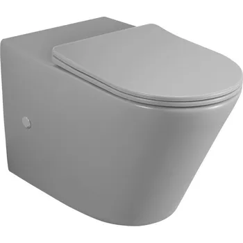 Klozet Sapho PACO WC kombi mísa, Rimless, 61x38 cm, spodní/zadní odpad, šedá mat - PC1012GR-111