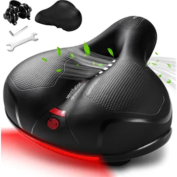 Sedlo na kolo POHODLNÉ CYKLISTICKÉ SEDLO SPORTOVNÍ MĚKKÉ ŠIROKÉ VELKÉ S REFLEXNÍ PÁSKOU