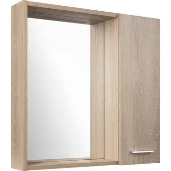 Koupelnový nábytek Aqualine ZOJA/KERAMIA FRESH STRIP galerka s LED osvětlením, 60x60x14cm, pravá, dub platin - 45028S