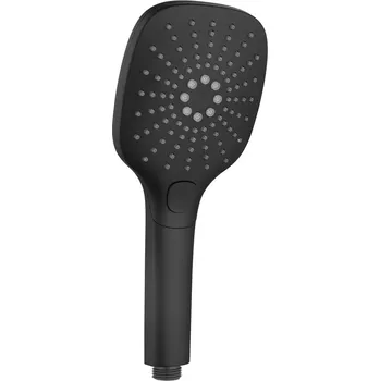 Sprchová hlavice Sapho Ruční masážní sprcha s tlačítkem, 3 režimy sprchování, silikon trysky, 109x109mm, ABS/černá mat - 1204-52B